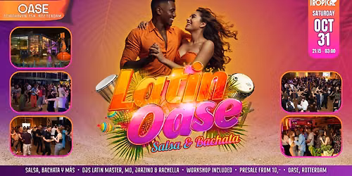 Latin OASE Rotterdam | 2 seperate Salsa & Bachata rooms • Sat, October 31 🌴 — uitgaan in Rotterdam